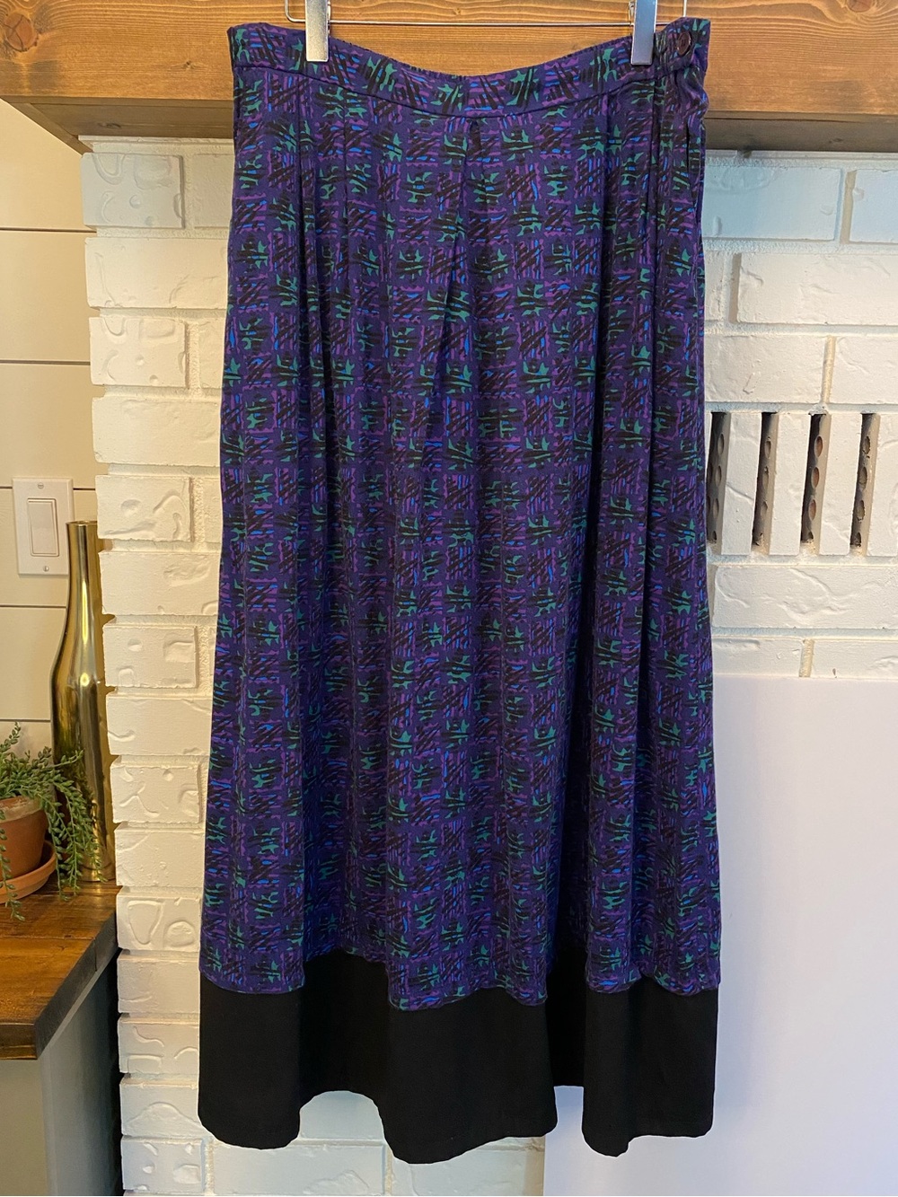 🇨🇦 Vintage Ziba Maxi Skirt Purple Black Pockets Size 16 Made in Canada Y2K 90s